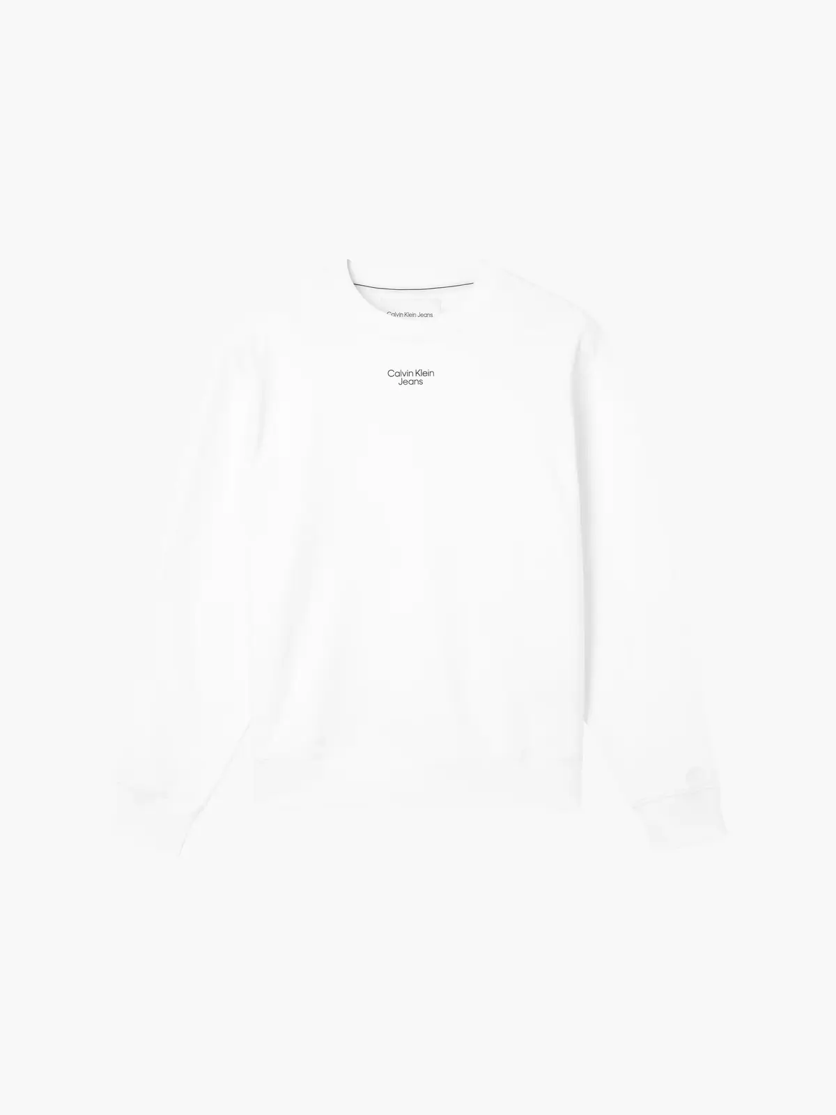 Calvin Klein STACKED LOGO CREW NE Erkek Beyaz Sweatshirt