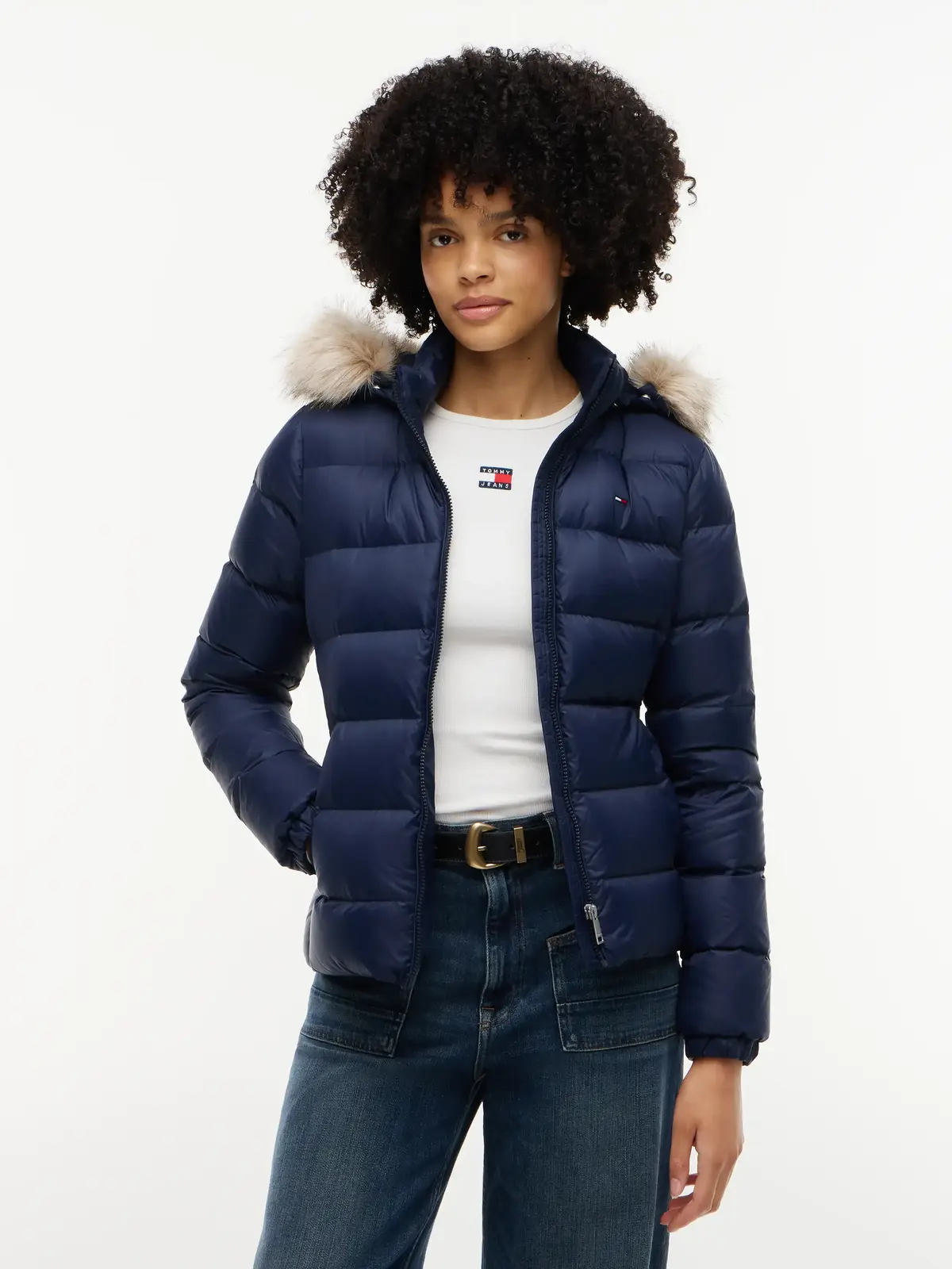 Tommy Hilfiger TJW BASIC HOODED DOW, C1G Lacivert Kadın Mont