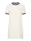 Calvin Klein SS CTN MONOGRAM STRI Beyaz Kadın Regular Fit Mini Elbise