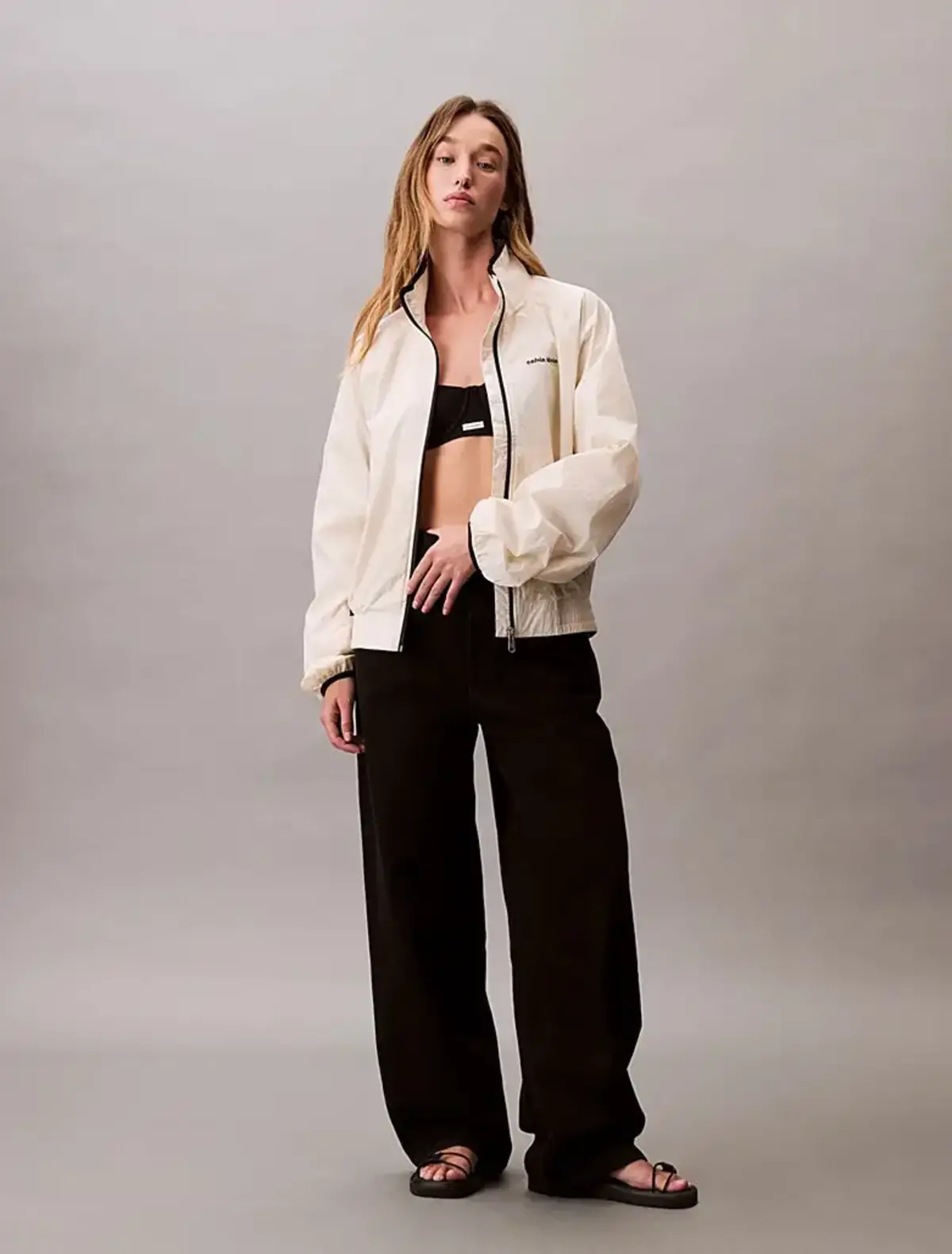 Calvin Klein RETRO TRACK JACKET Bej Kadın Ceket Calvin Klein RETRO TRACK JACKET Bej Kadın Ceket