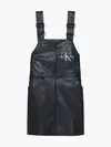 Calvin Klein PU LEATHER DUNGAREE Kadın Siyah Elbise