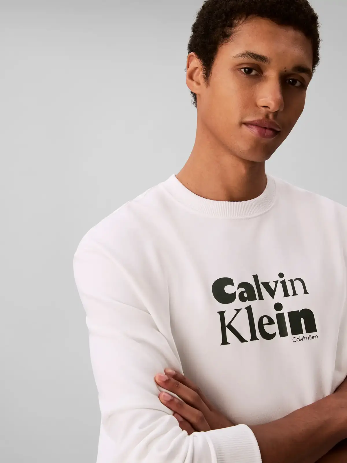 Calvin Klein LS EU 350 TERRY Beyaz Erkek Sweatshirt