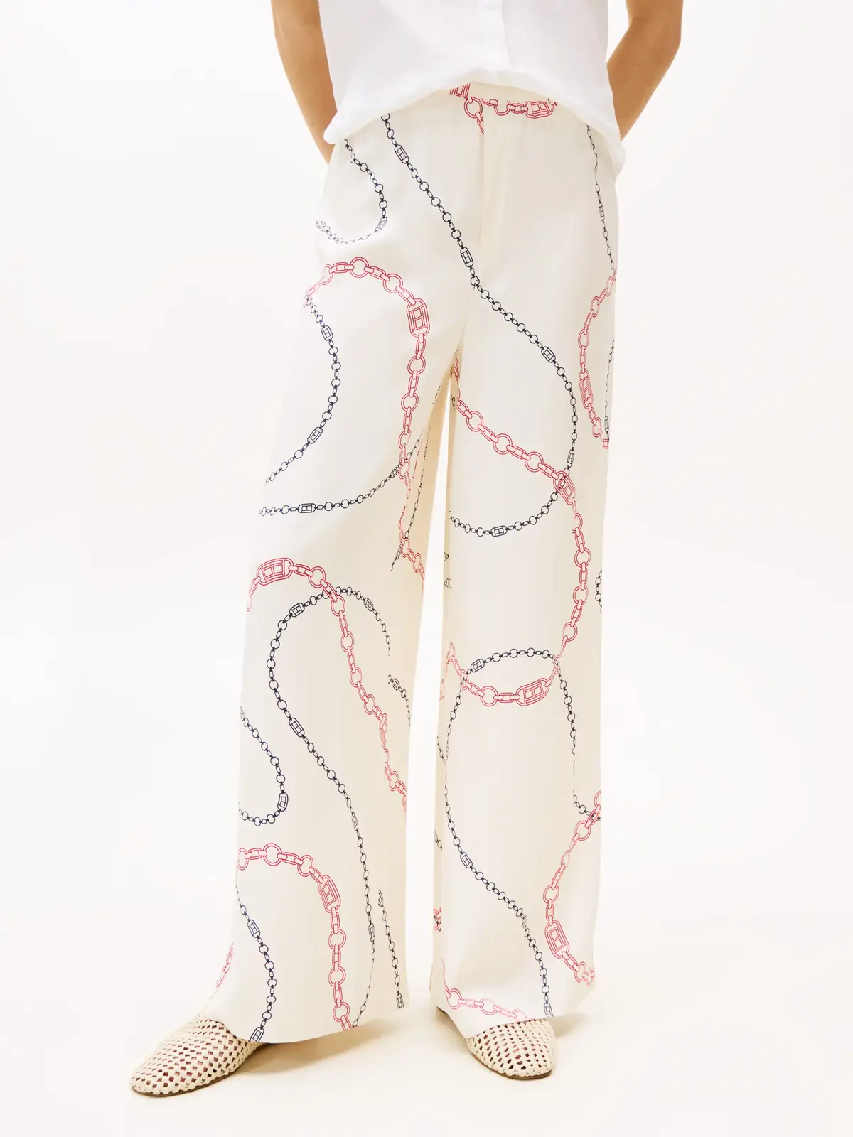 Tommy Hilfiger SOFT VISCOSE WOVEN P, 01V Beyaz Kadın Pantolon