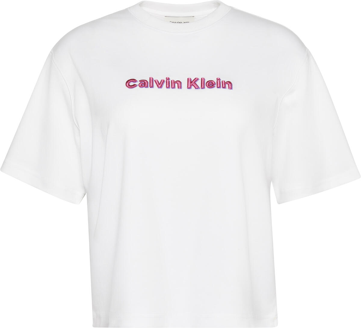 Calvin Klein SS 2 TONE 3D EMBROIDERY LOGO TEE Beyaz Kadın T-Shirt Calvin Klein SS 2 TONE 3D EMBROIDERY LOGO TEE Beyaz Kadın T-Shirt