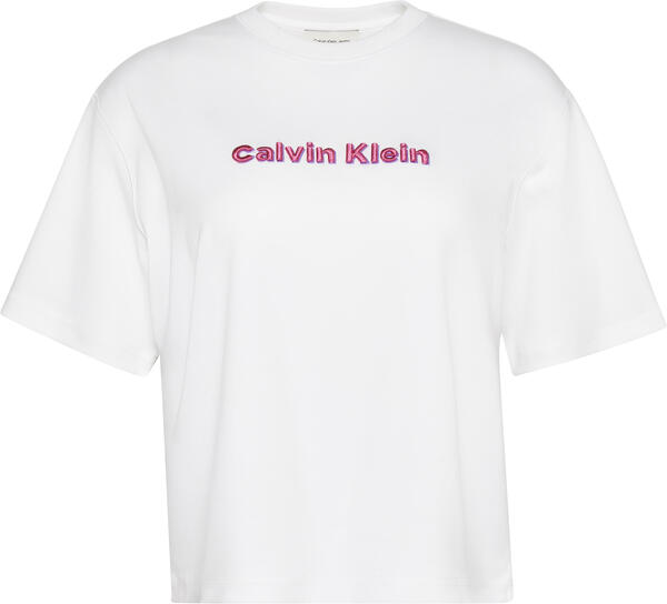 Calvin Klein SS 2 TONE 3D EMBROIDERY LOGO TEE Beyaz Kadın T-Shirt