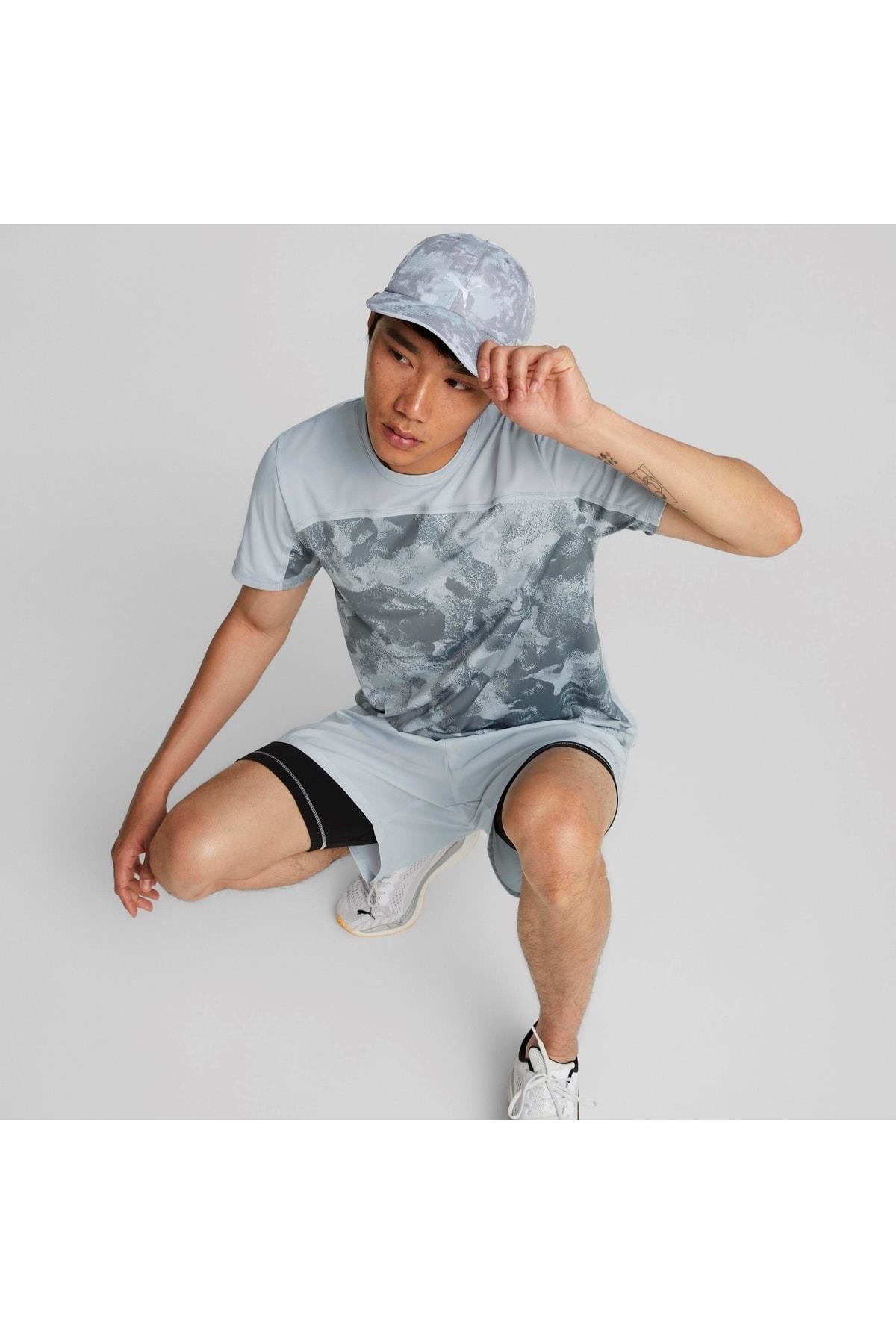 Puma Running Cap III Gri - Mavi Desenli Unisex Şapka