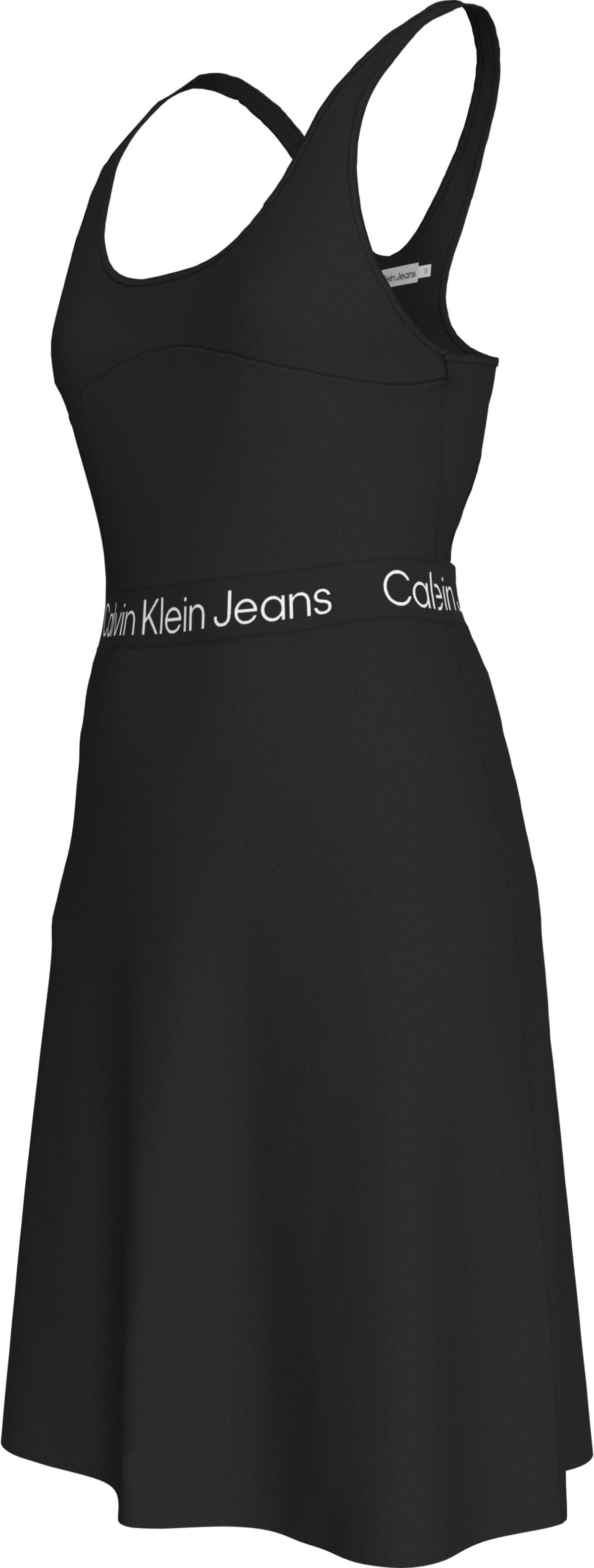 Calvin Klein RACERBACK LOGO ELAST Kadın Siyah Elbise