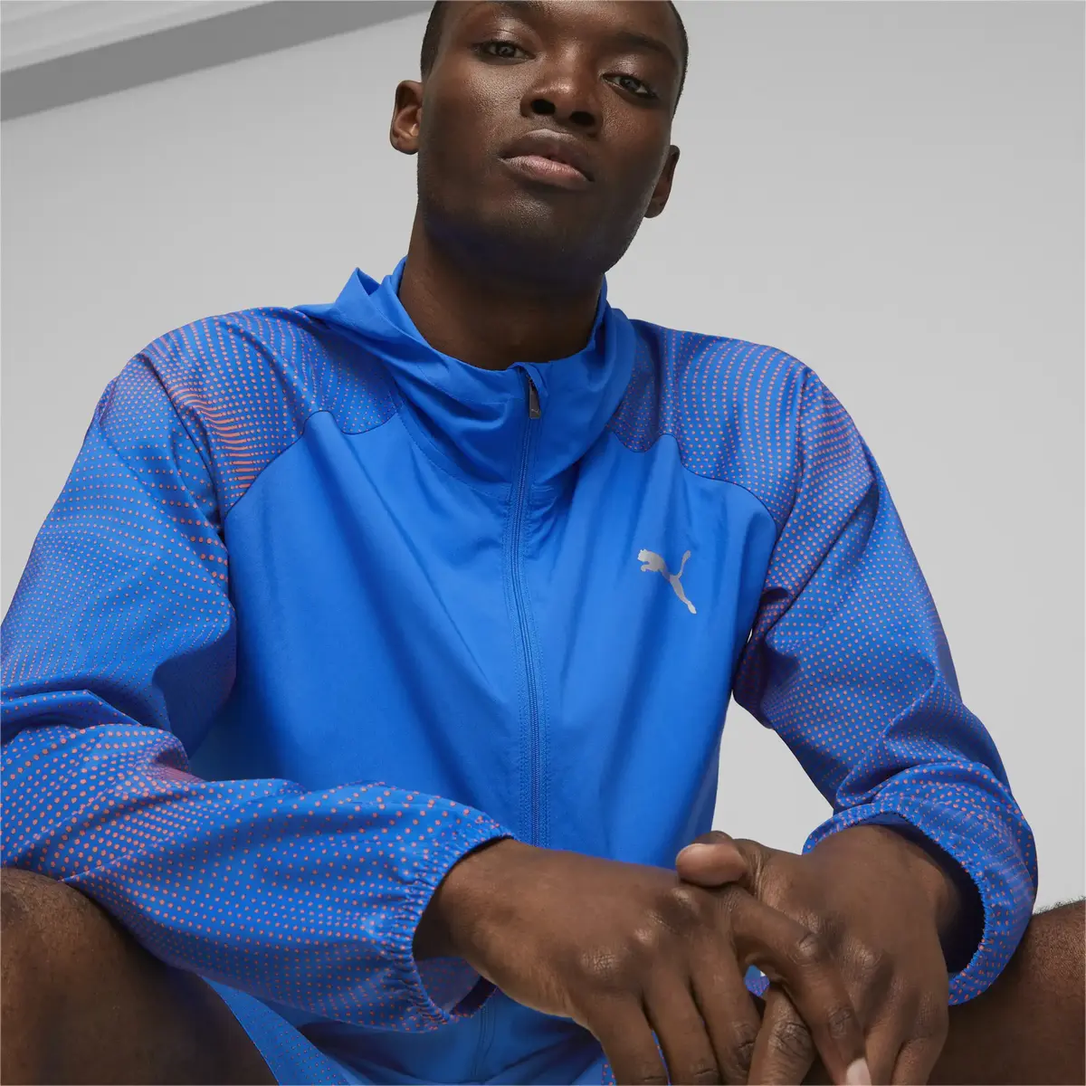 Puma RUN FAV AOP WOVEN JACKET Mavi Erkek Ceket