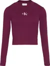 Calvin Klein LS MONOLOGO BABY TEE Kadın Bordo Uzun Kollu T-Shirt