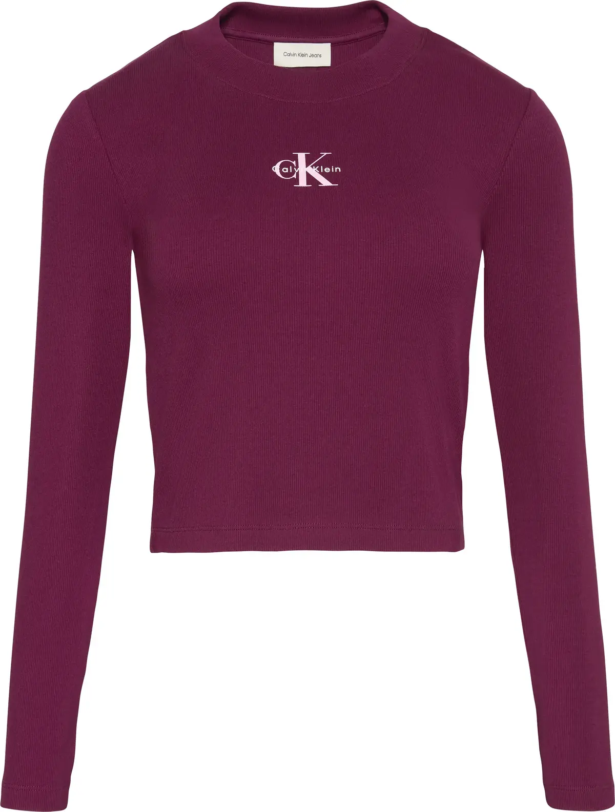 Calvin Klein LS MONOLOGO BABY TEE Kadın Bordo Uzun Kollu T-Shirt