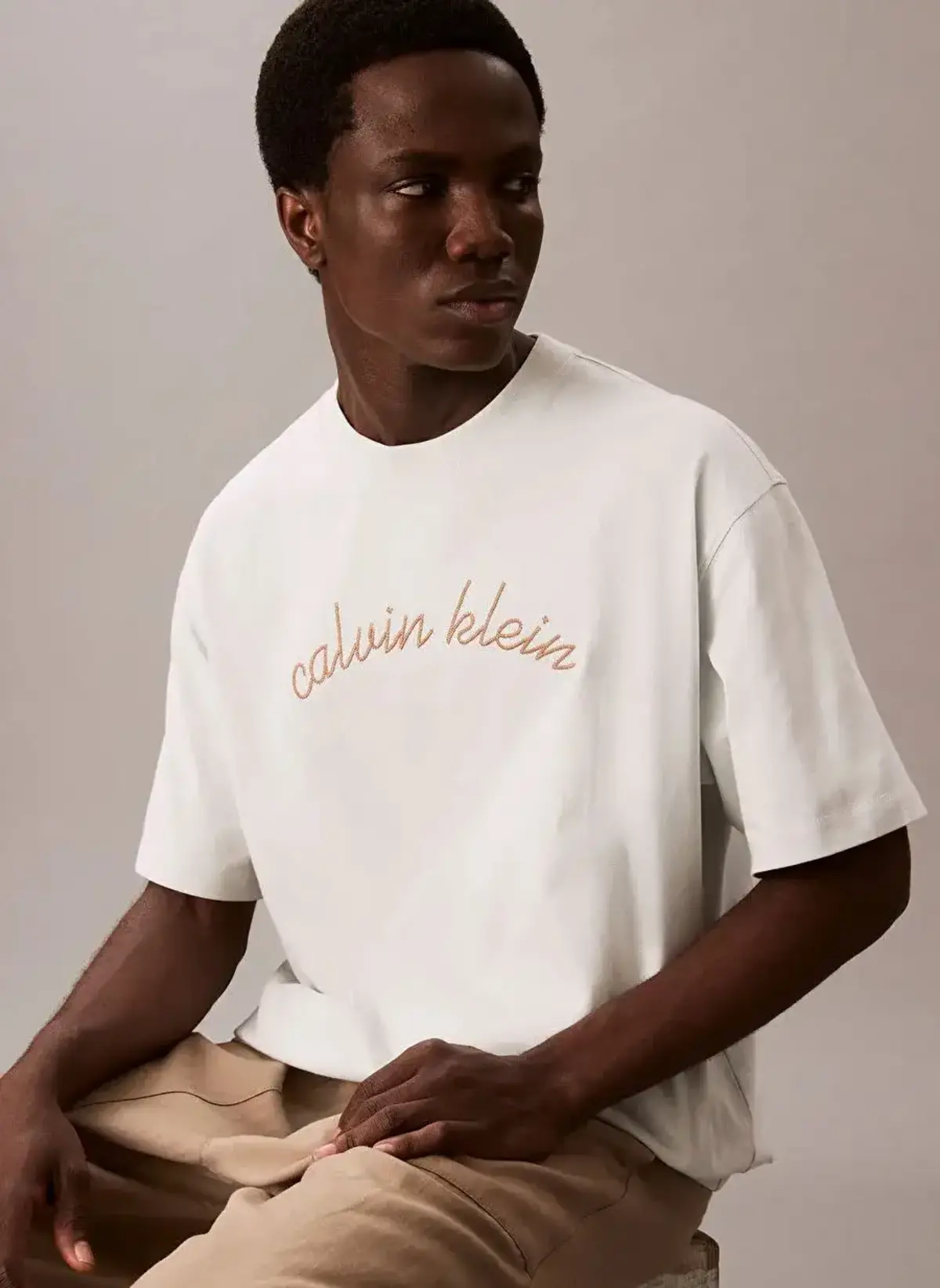 Calvin Klein SS CENTER CHAIN STITCH 16S RLXD Mavi Erkek Tişört