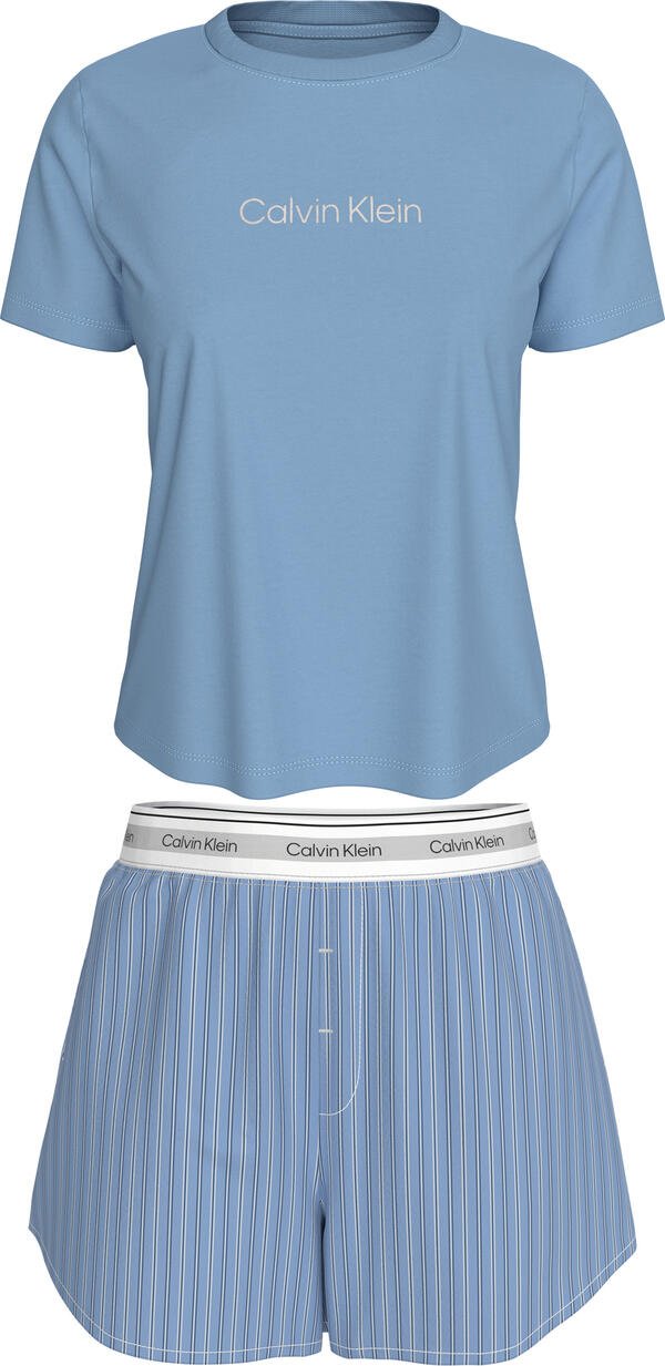 Calvin Klein S/S TEE SHORT SET Mavi Kadın Eşofman Takımı