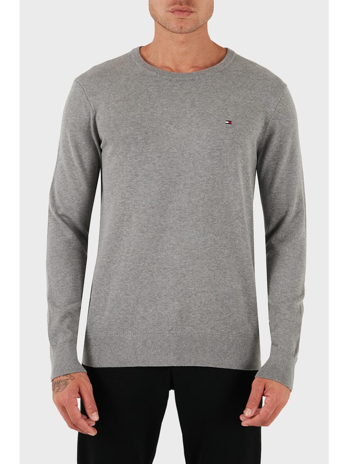 Tommy Hilfiger CORE ESSENTIAL COTTO Erkek Gri Kazak