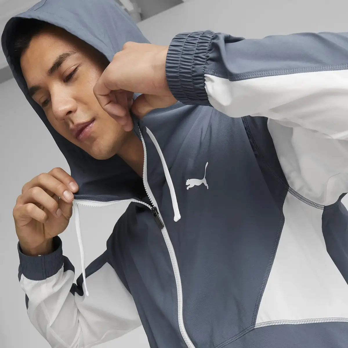 Puma Fıt Woven Jacket Gri Erkek Fermuarlı Spor Ceketi