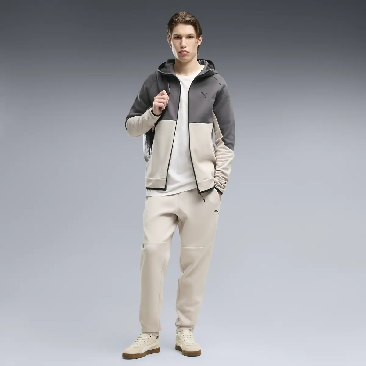 PUMA PUMATECH Full-Zip Hoodie Krem Erkek Sweatshirt