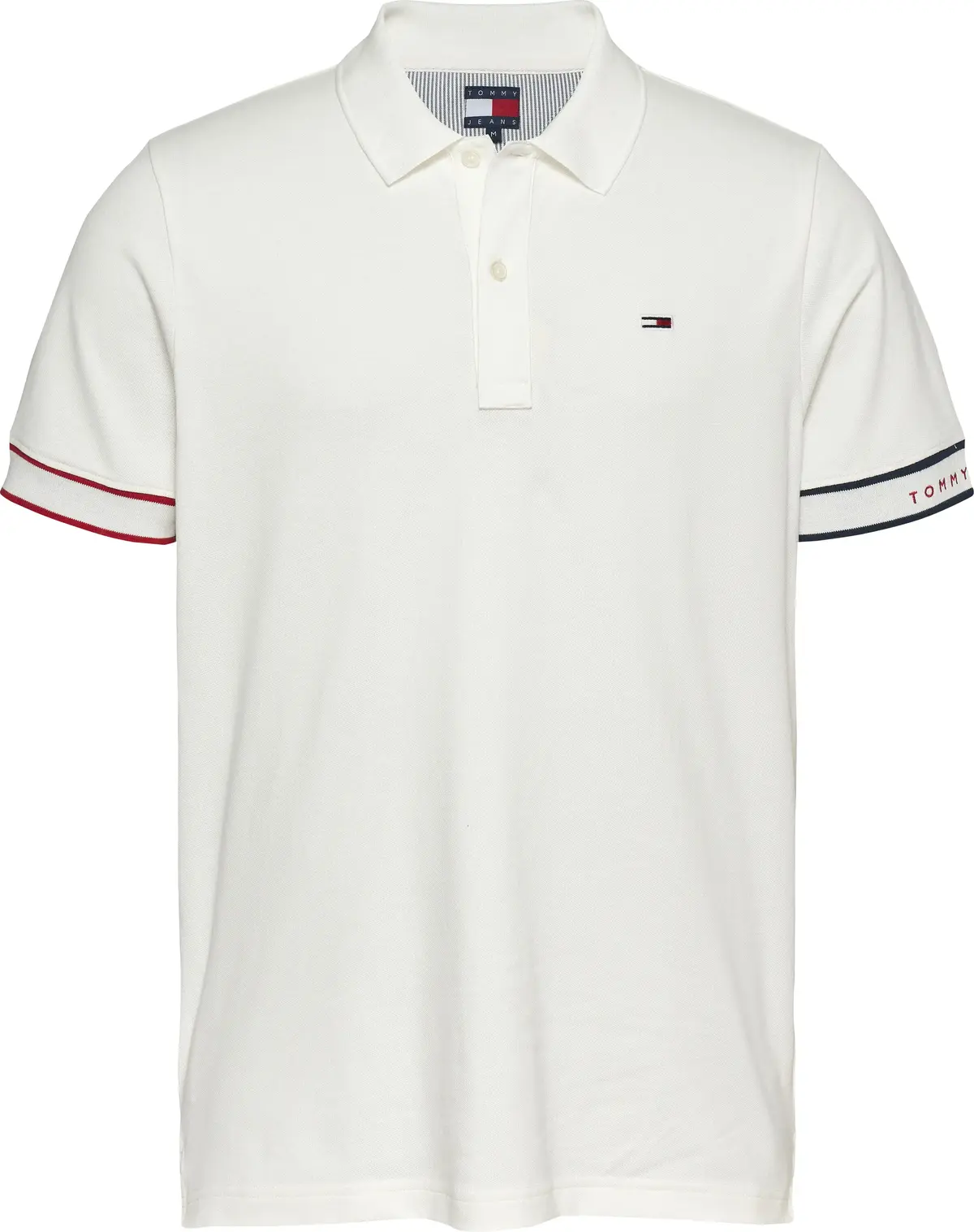 Tommy Hilfiger TJM SLIM FLAG CUFF P, YBL Beyaz Erkek T-Shirt & Polo