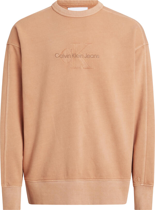 Calvin Klein MINERAL DYE CREW NEC Erkek Turuncu Sweatshirt