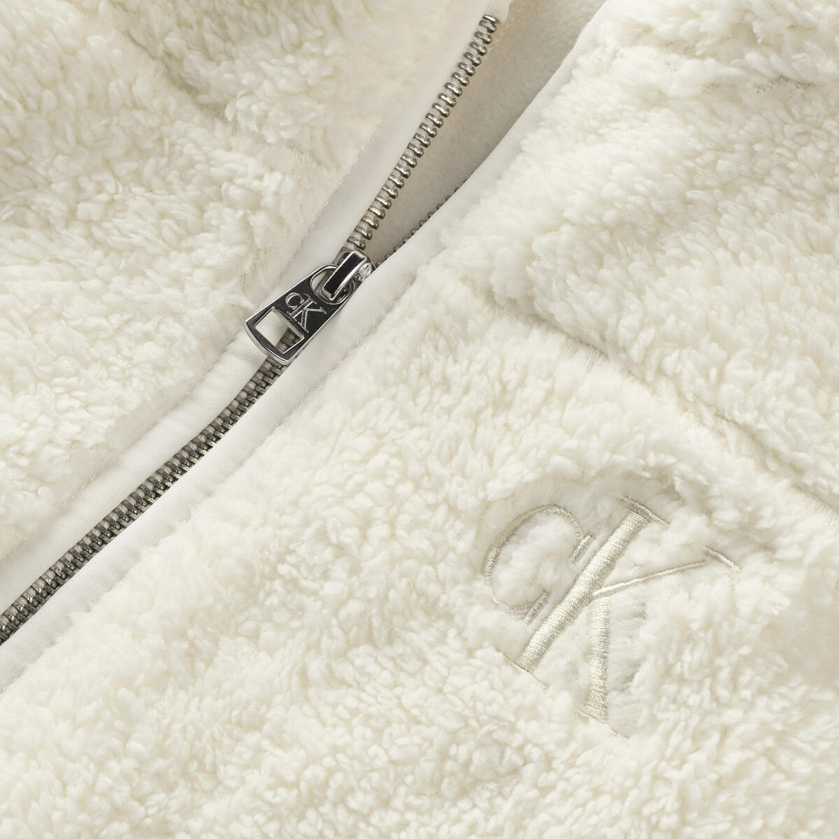 Calvin Klein TEDDY HWK ZIP THROUG Kadın Beyaz Kazak