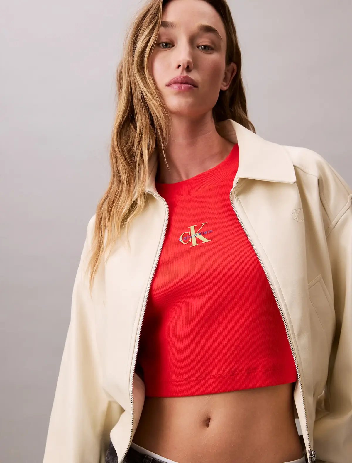 Calvin Klein A- MONOGRAM BABY TEE, TNC Kırmızı Kadın T-Shirt