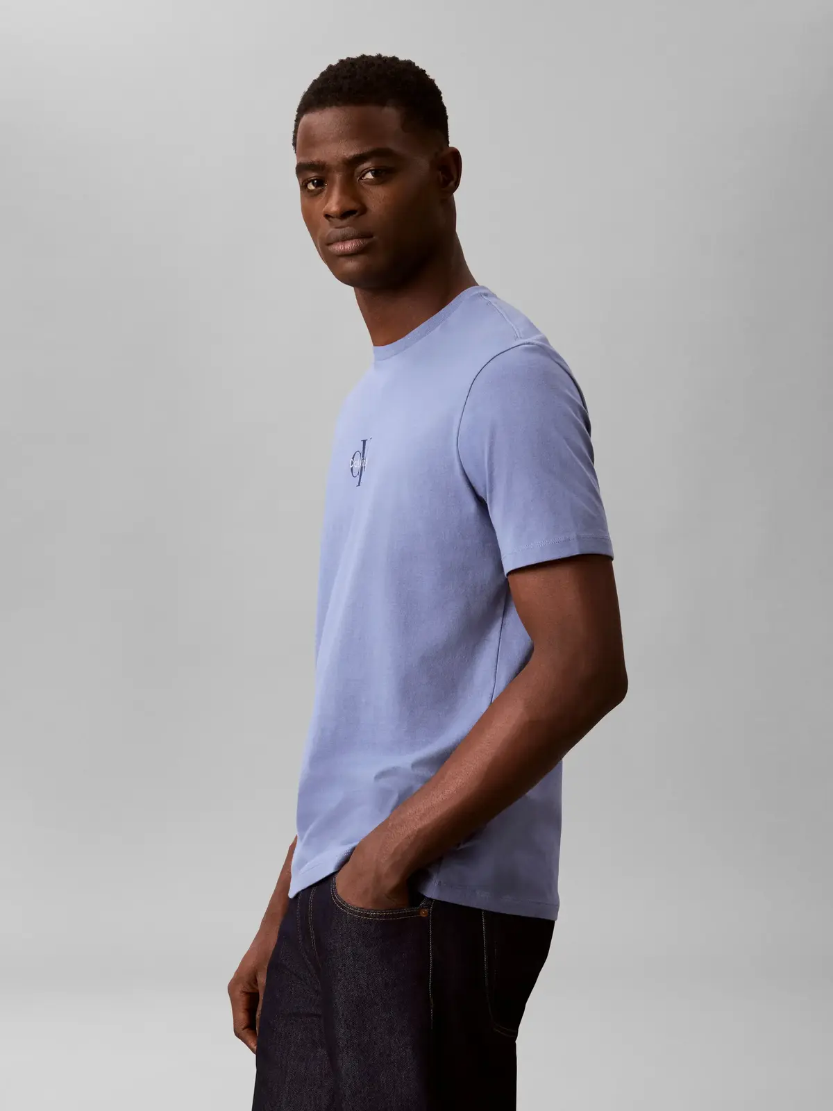 Calvin Klein SS 30S MICRO MONOLOG, C4I Mavi Erkek T-Shirt