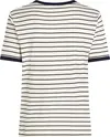 Tommy Hilfiger REG MONOTYPE STRIPE, 0FC Beyaz Kadın T-Shirt & Polo