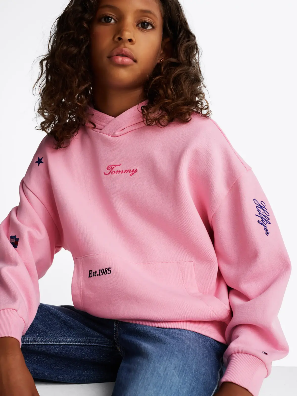 Tommy Hilfiger PLACED FLAG HOODIE, TPF Pembe Kız ÇocukSweatshirt