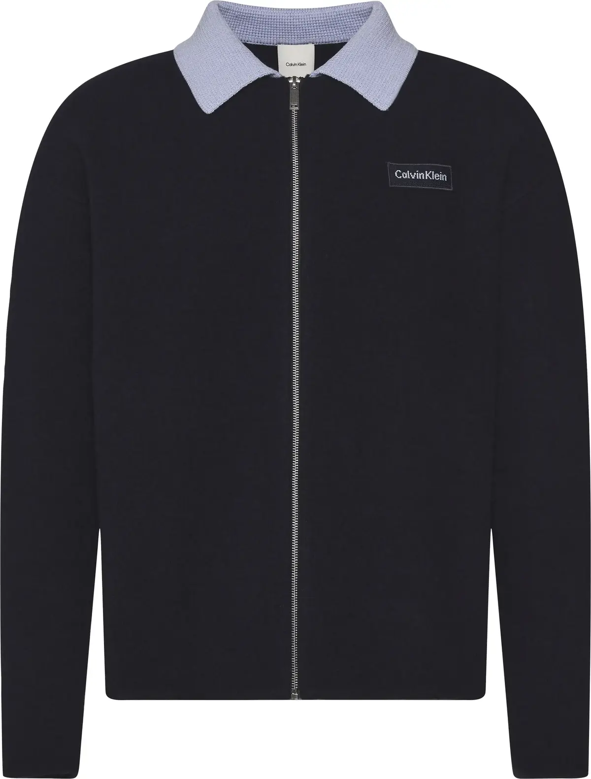 Calvin Klein LS BOILED 100% MERINO CONTRAST C Erkek Lacivert Fermuarlı Ceket