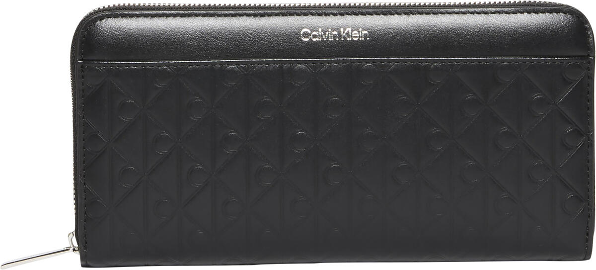 Calvin Klein EMBLEM AOP EMBOSSED LONG WALLET Siyah Kadın Çanta & Cüzdan