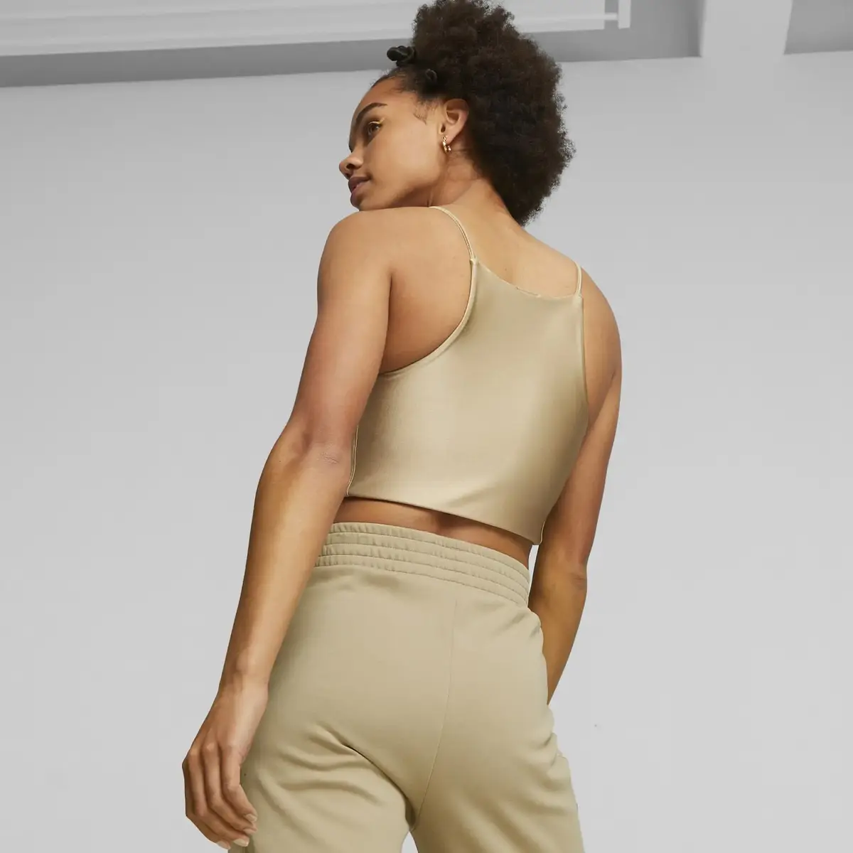 Puma T7 Shiny Crop Top Bej Kadın T-Shirt