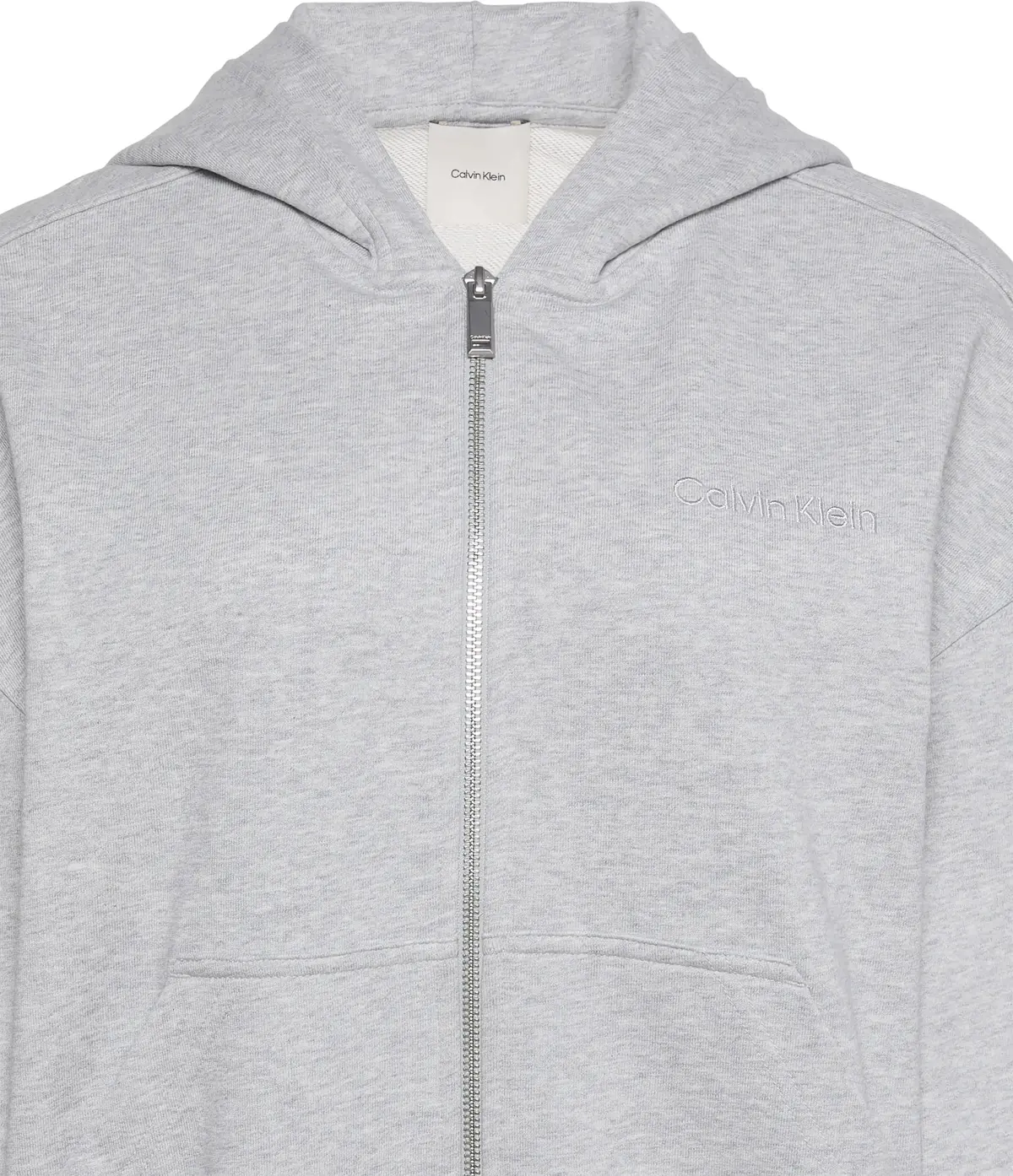 Calvin Klein A- LOGO EMB FRENCH TERRY FZ HOOD Kadın Gri Fermuarlı Sweatshirt