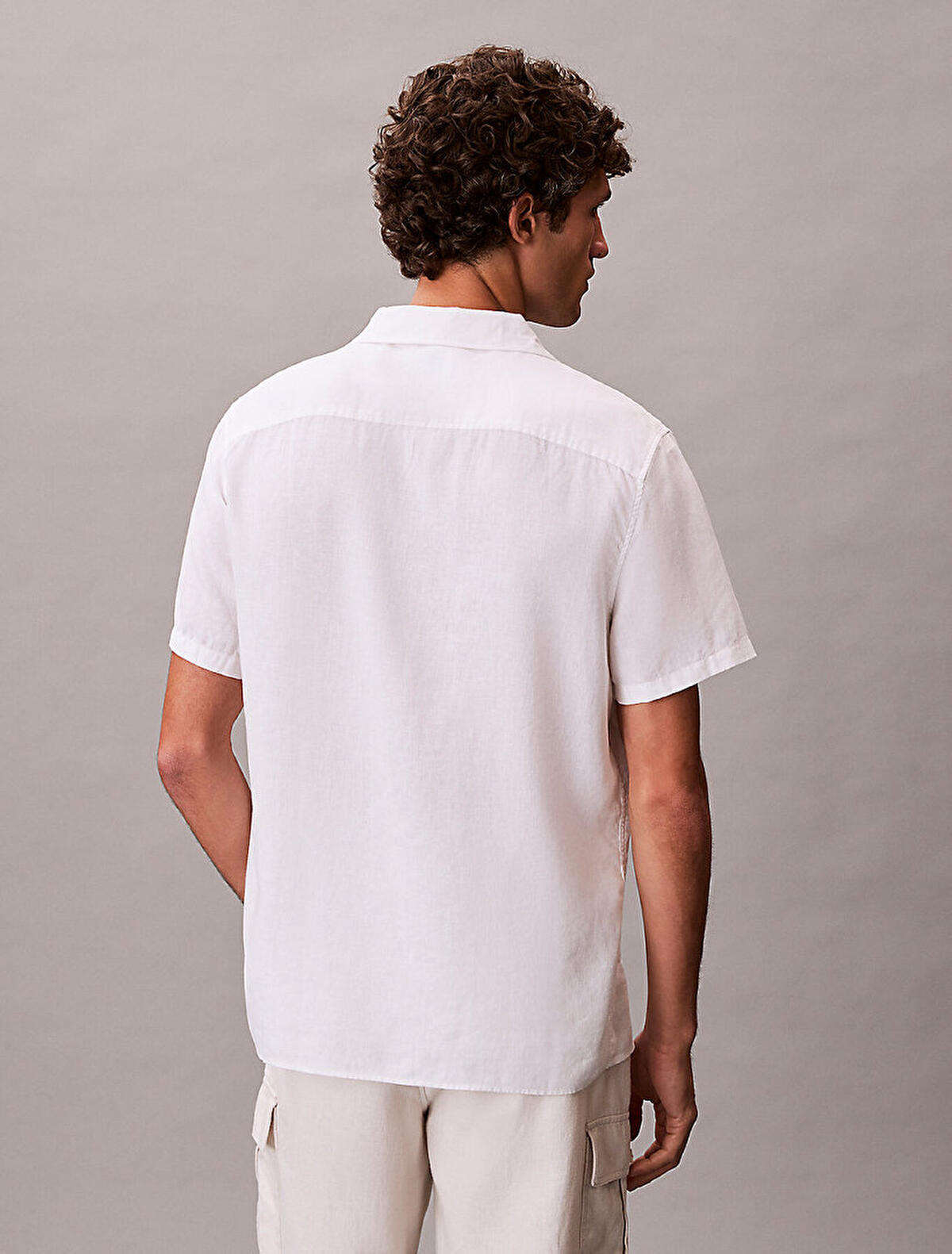 Calvin Klein SS CAMP COLLAR SOLID, YAA, S Beyaz Erkek Gömlek