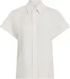 Calvin Klein LINEN BLEND SS SHIRT, ADA Beyaz Kadın Gömlek