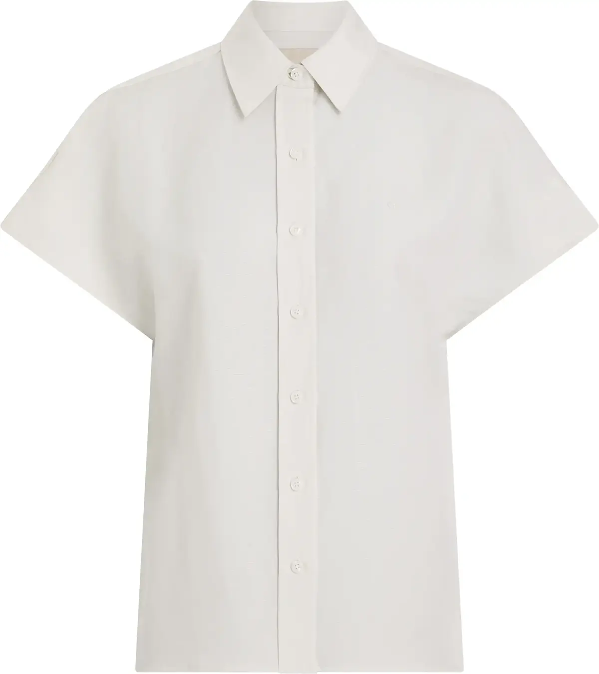 Calvin Klein LINEN BLEND SS SHIRT, ADA Beyaz Kadın Gömlek