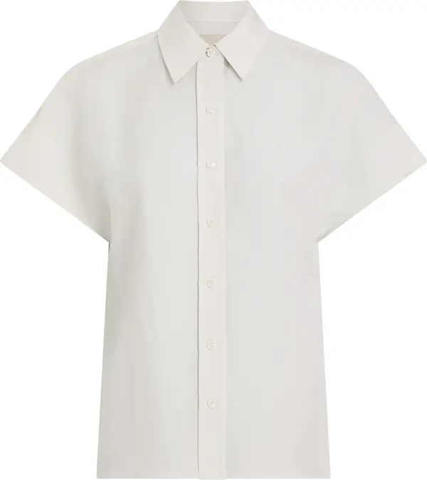 Calvin Klein LINEN BLEND SS SHIRT, ADA Beyaz Kadın Gömlek
