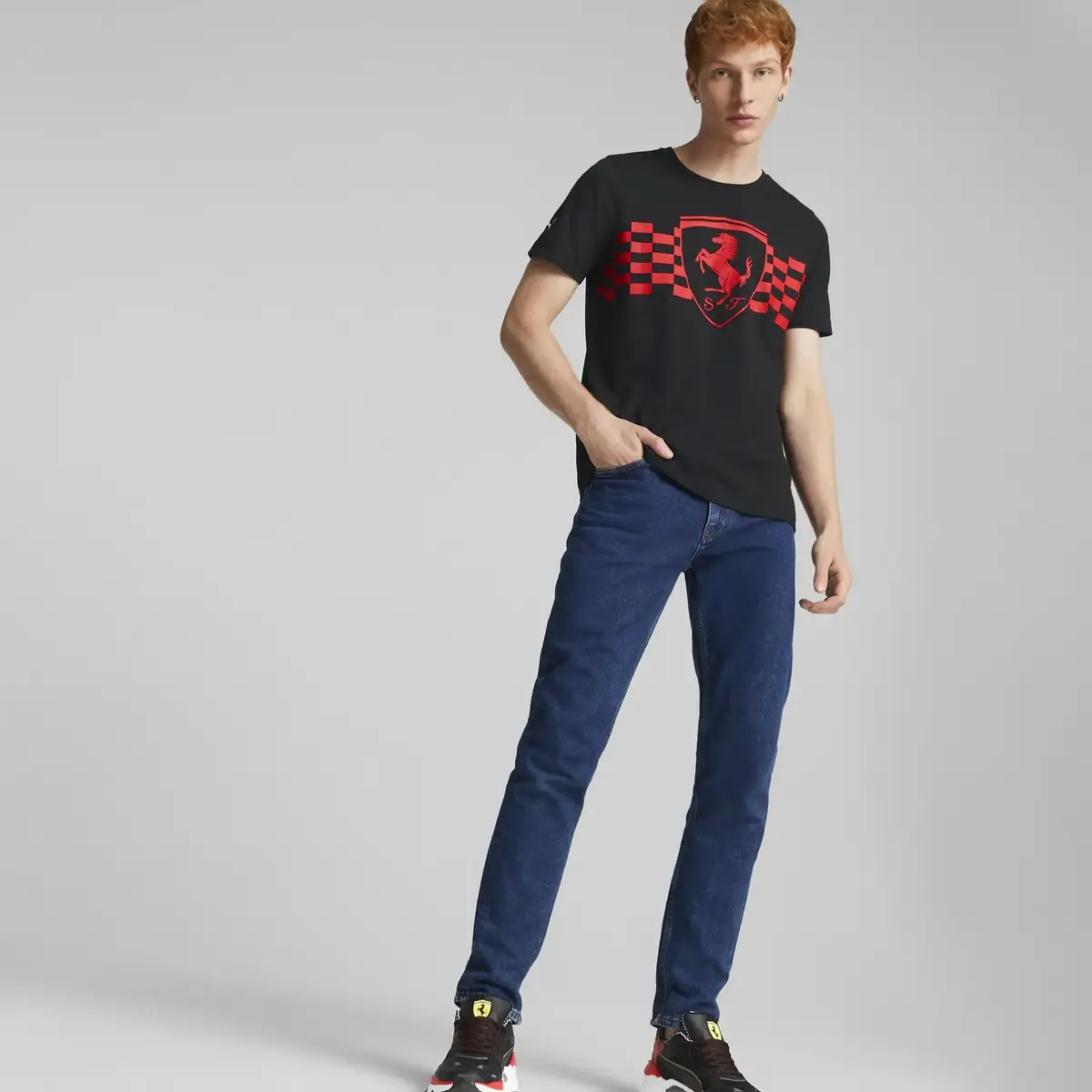 Puma Ferrari Race Ton Shield Tee Siyah Erkek T-Shirt