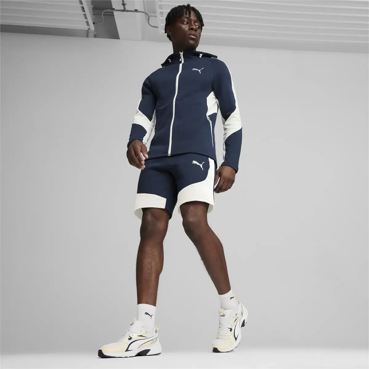 Puma EVOSTRIPE Full-Zip Hoodie DK Lacivert Erkek Sweatshirt