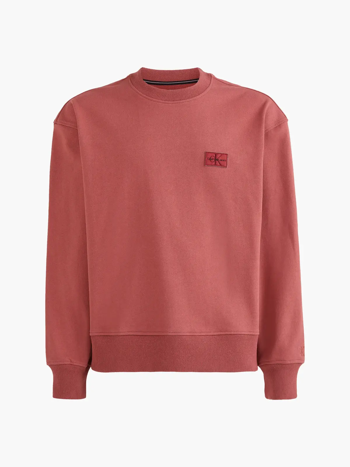 Calvin Klein SHRUNKEN BADGE CREW Erkek Kırmızı Sweatshirt