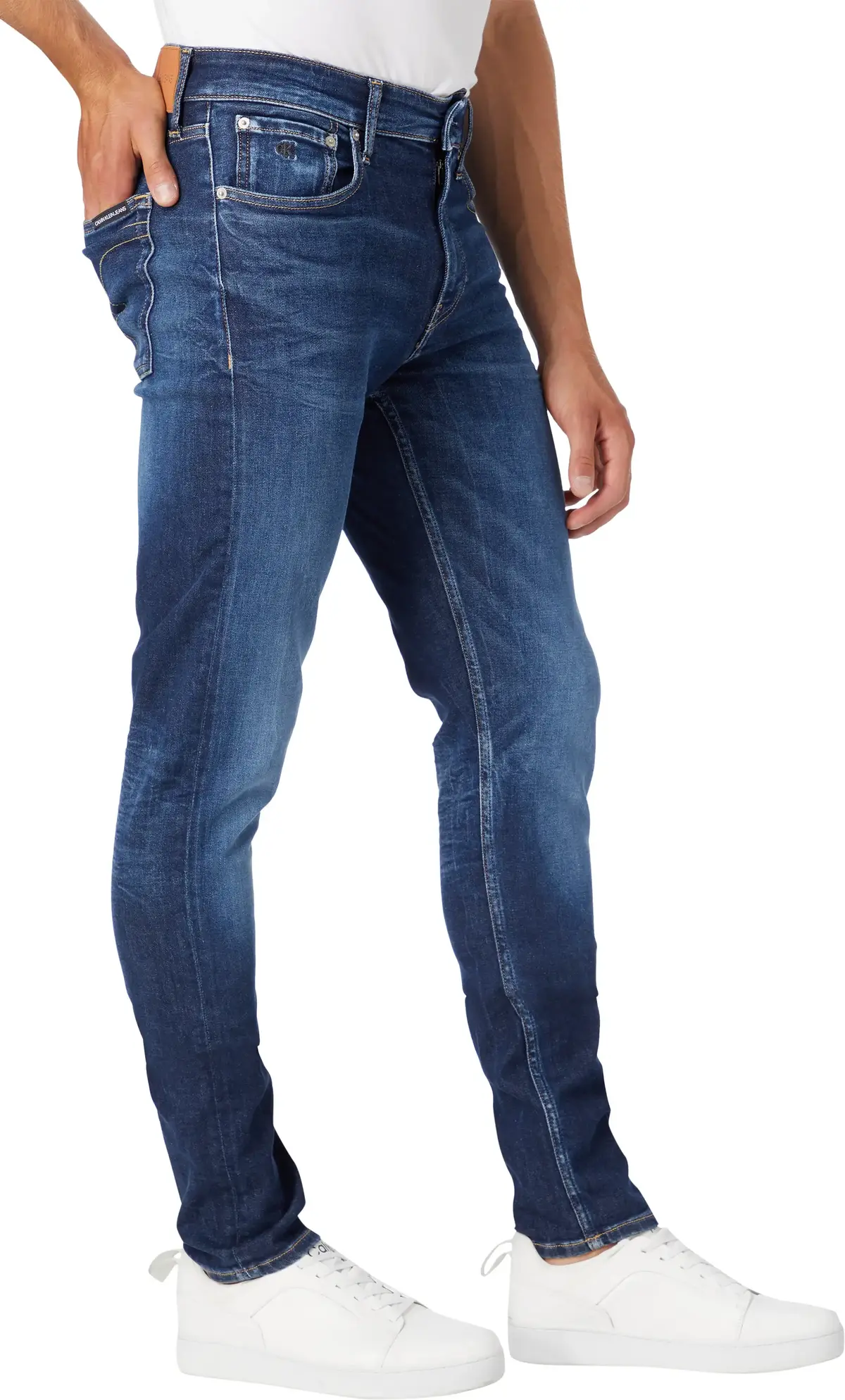 Calvin Klein SLIM TAPER Erkek mavi Kot Pantolon