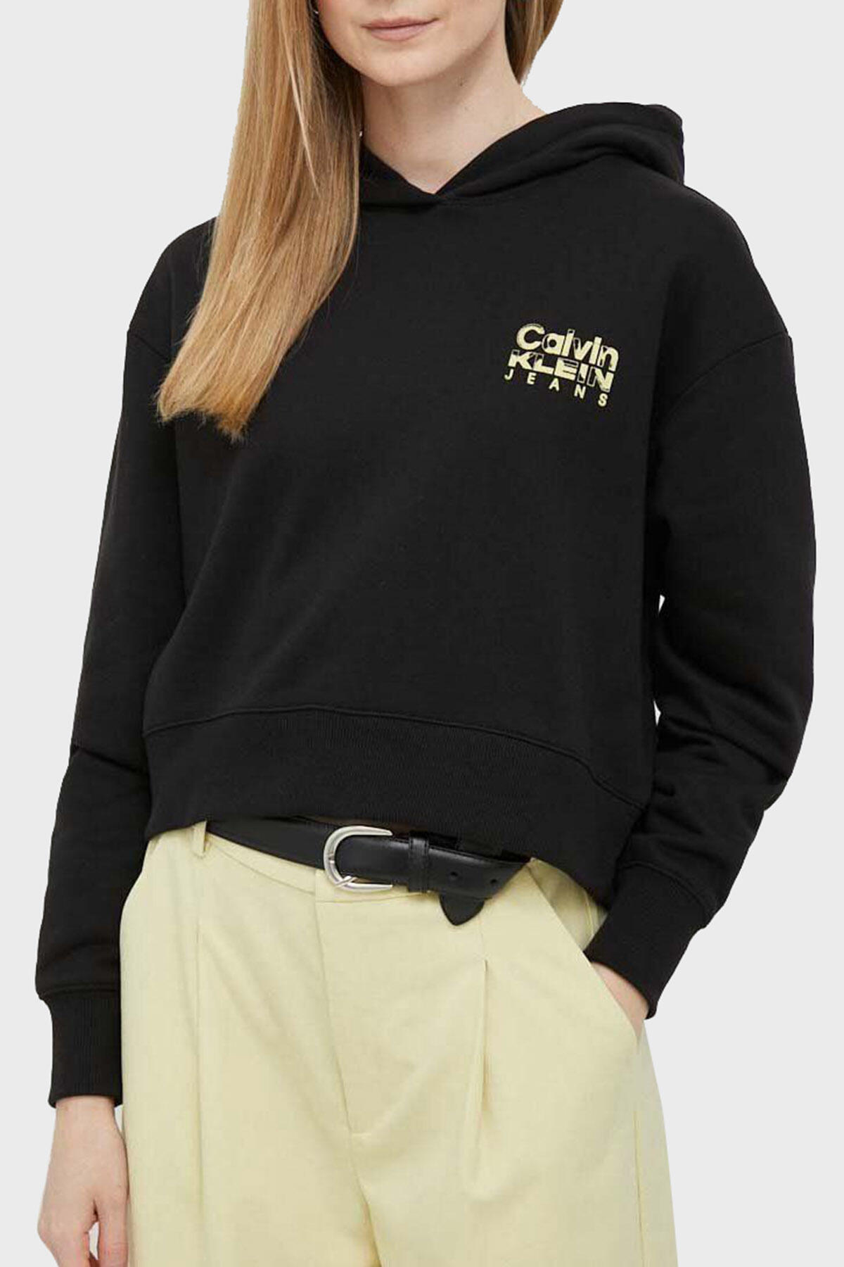 Calvin Klein COLORFUL ARTWORK CRO Kadın Siyah Hoodie