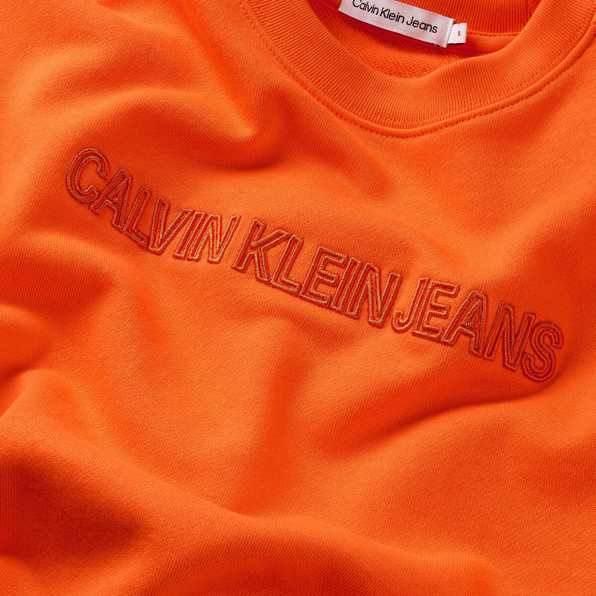 Calvin Klein CKJ RAISED EMBRO SWE Erkek Turuncu Sweatshirt