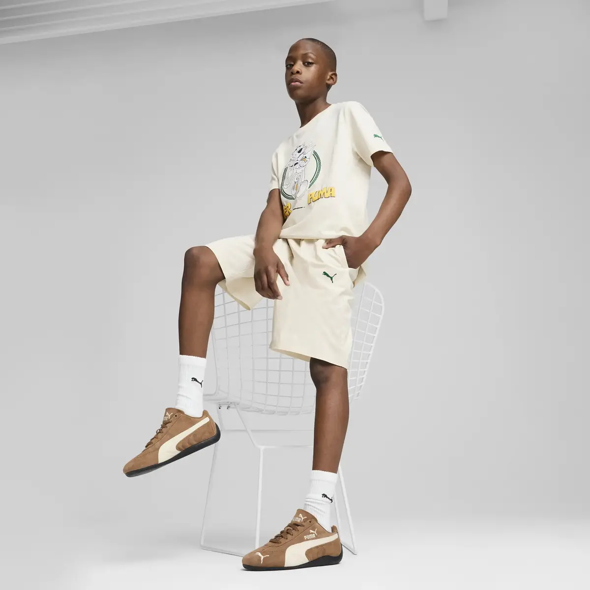 Puma SUPER PUMA Woven Shorts Krem Erkek Çocuk Şort