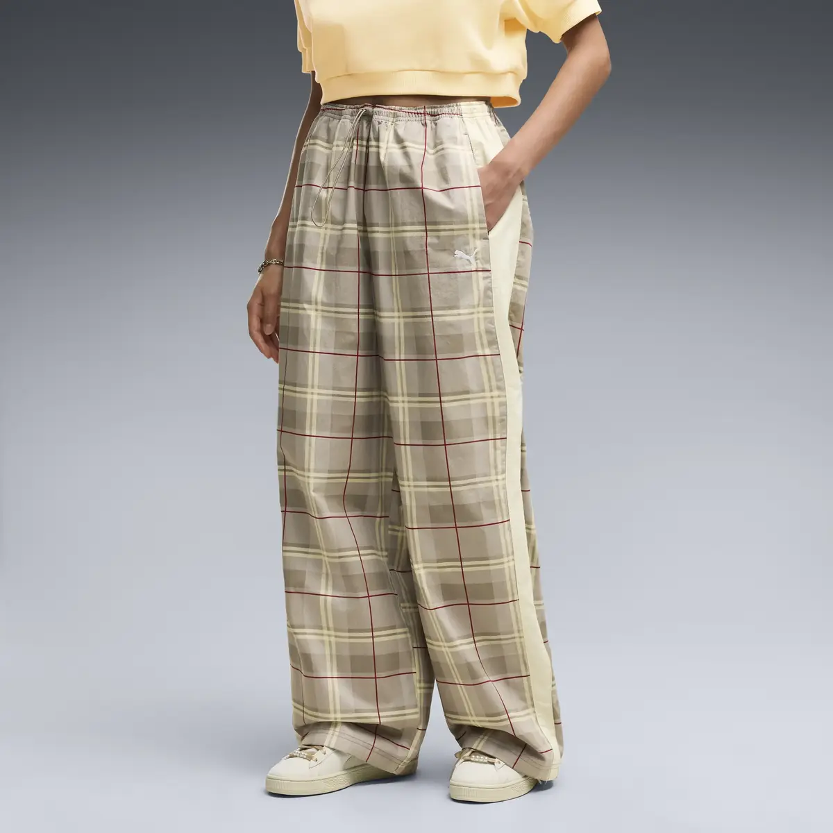 Puma T7 Tartan Woven Pants Bej Kadın Pantolon