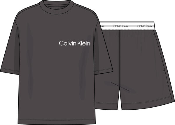 Calvin Klein SS TEE SHORT SET Gri Erkek Eşofman Takımı