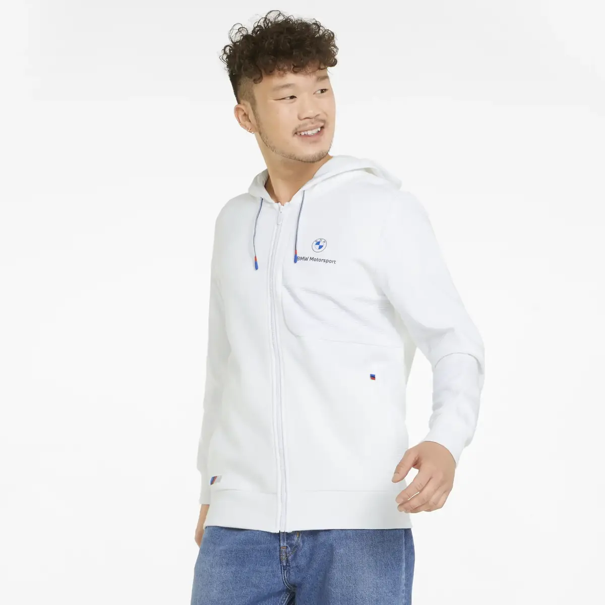 Puma BMW MMS Hooded Sweat Jacket Beyaz Erkek Ceket