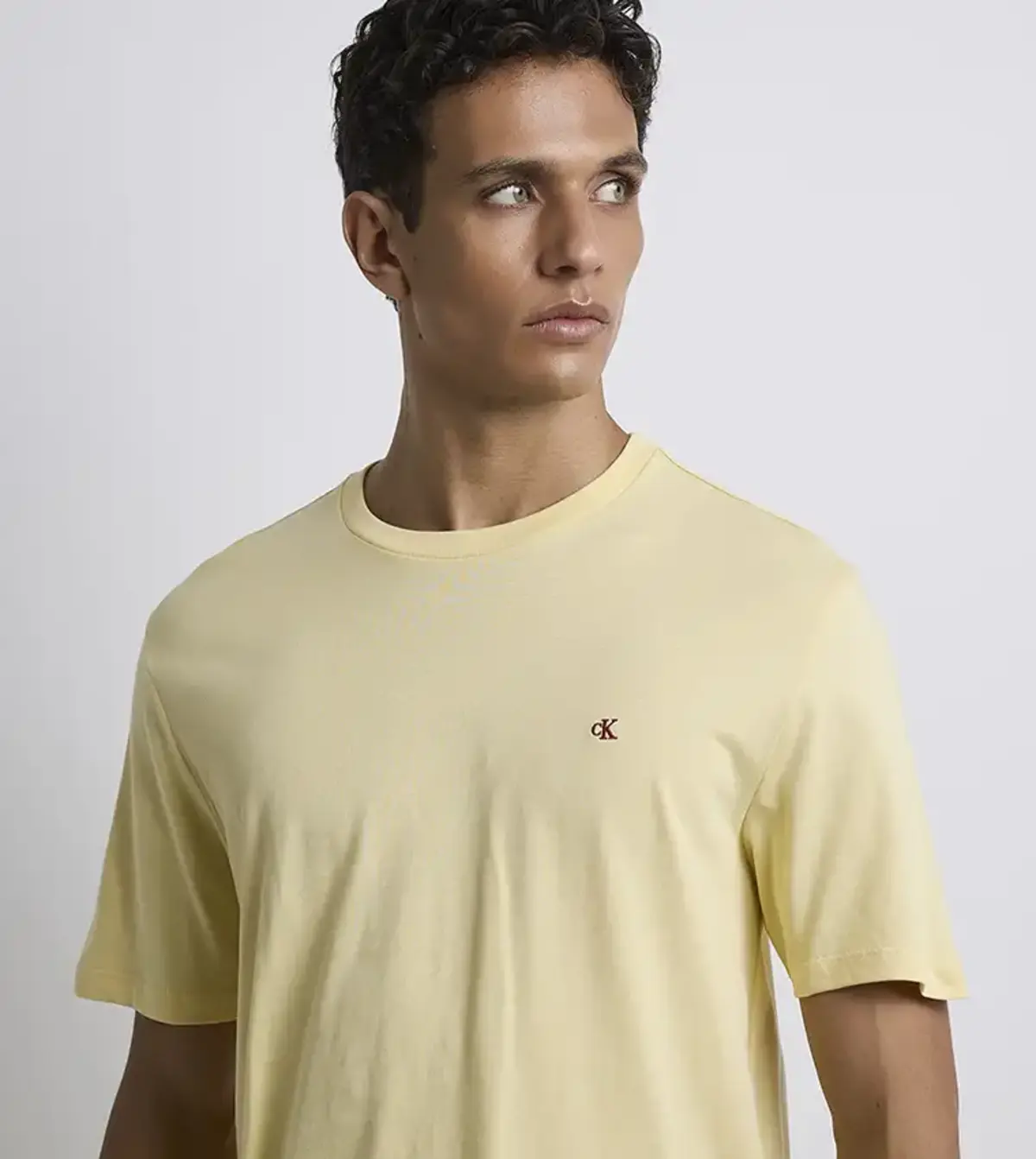 Calvin Klein SS SMOOTH CTTN SOLID CREWNK TEE Sarı Erkek Tişört