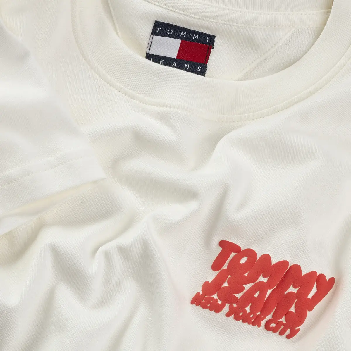 Tommy Hilfiger TJW REG TJ BUBBLE TE, YBL Beyaz Kadın T-Shirt & Polo