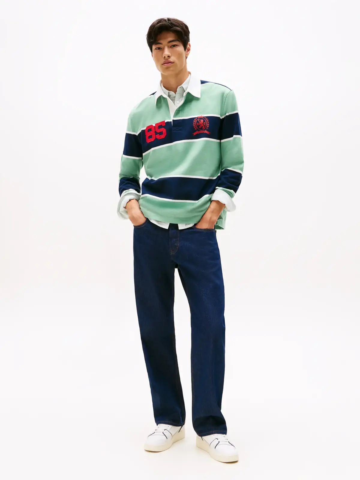 Tommy Hilfiger TJM RLX STRIPE RUGBY, MAS Yeşil Erkek Polo T-Shirt