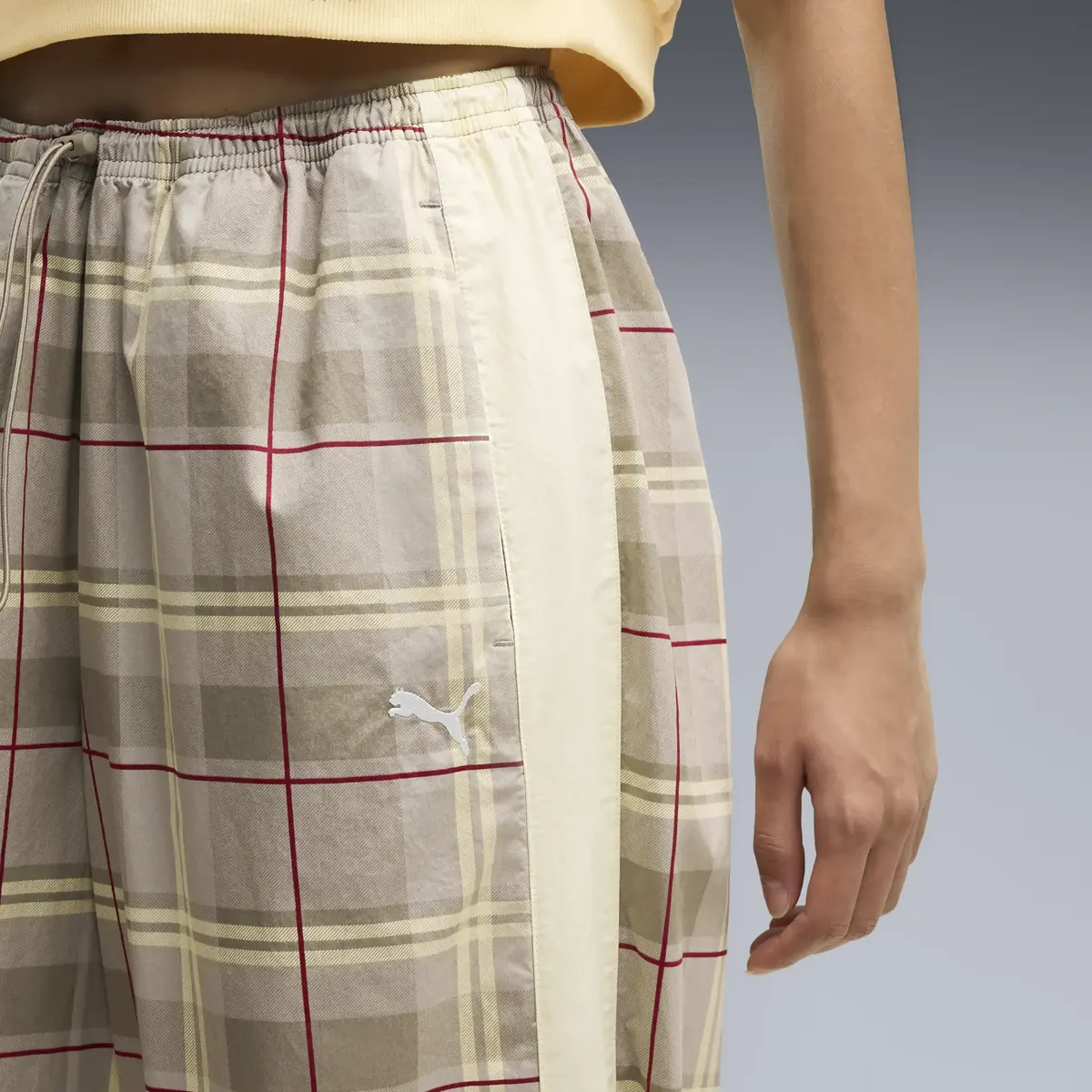 Puma T7 Tartan Woven Pants Bej Kadın Pantolon
