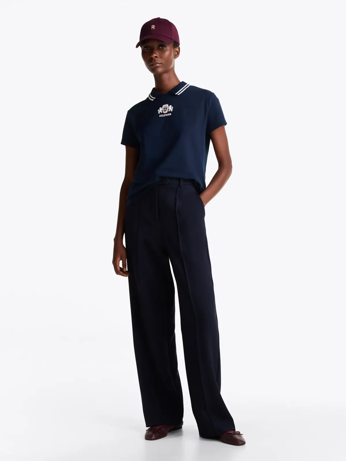 Tommy Hilfiger REG VARSITY C-NK POL, C1G Lacivert Kadın T-Shirt & Polo