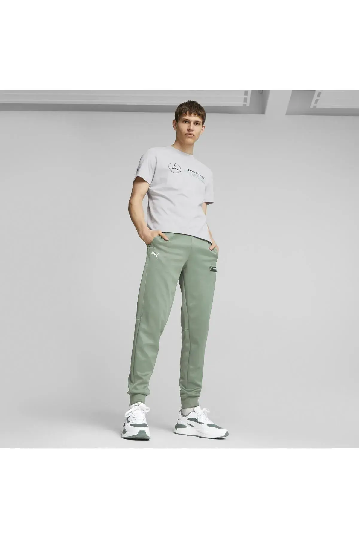 Puma MAPF1 ESS Logo Tee Gri Erkek T-Shirt